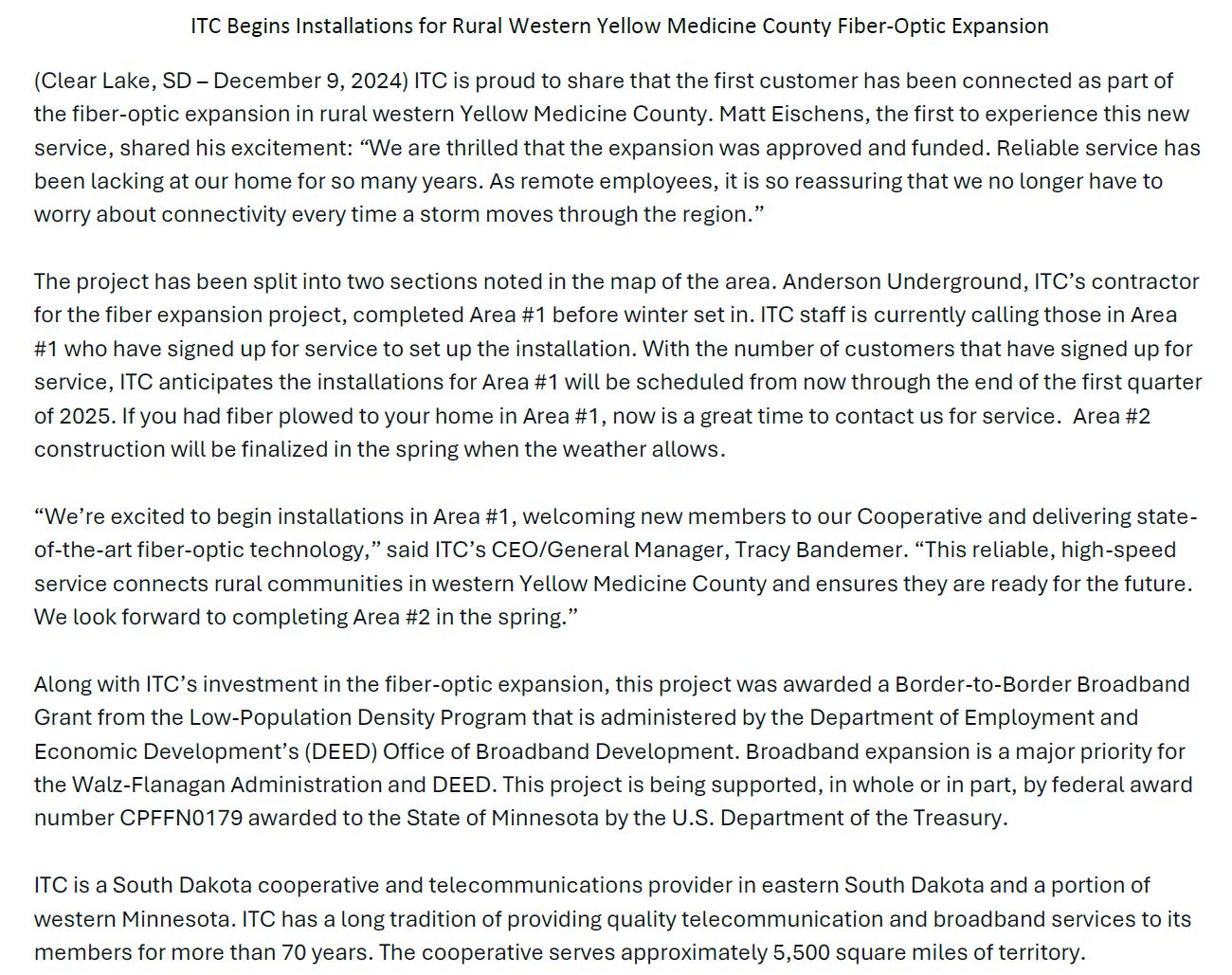 Press release from December 9, 2024.