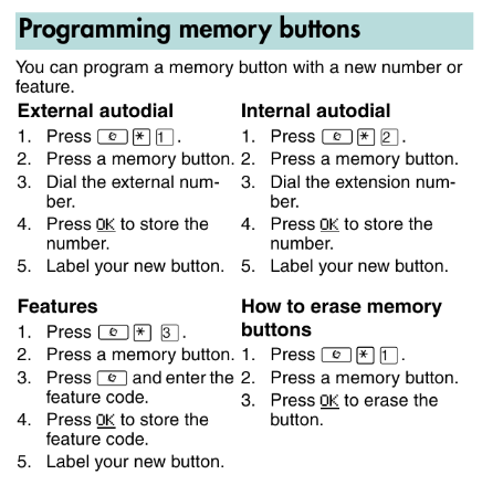 Nortel Phone System directions on programming memory buttons.